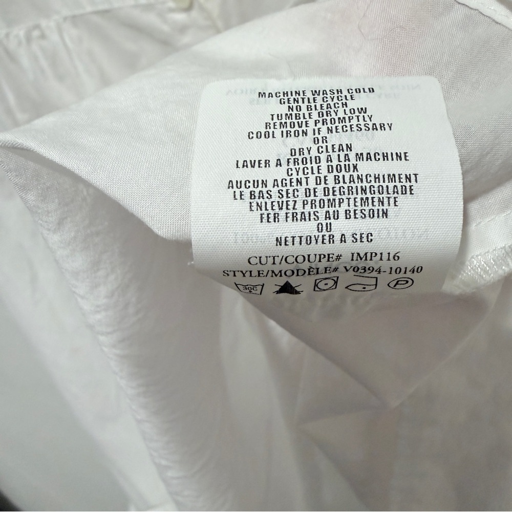 Vince Crisp White Collared Short Roll Sleeve Feminine Button Up Shirt Size Large - Picture 7 of 7